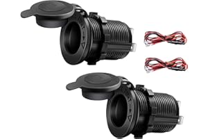 PPPANDA 2 Stück 12v Steckdose,Zigarettenanzünder 5A, Wasserdicht Marine Grade 12V Gleichstrom-Feuerzeugsteckdose Steckdose für Boot Motorrad Auto, mit 0,6m Anschlusskabe