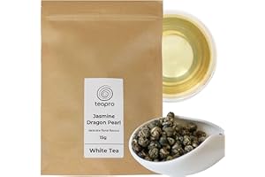 Teapro Dragon Pearl Jasmine White Tea 15g | Phoenix Eye White Loose Leaf Tea Pouch