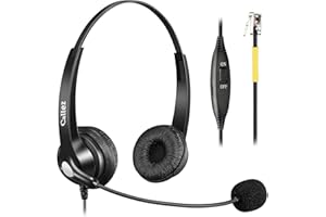 CALLEZ Landline Phone Headset with Microphone Noise Cancelling, RJ9 Telephone Headset for Yealink T41S T42S T46S T48S T19P T21P T41P T23G T46U Avaya 1608 1616 9608 Grandstream GXP1620 Office Desk IP Phones