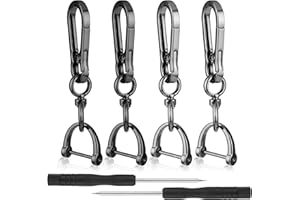 Nogeqi 4 Portachiavi Staccabili con Anello a D, Portachiavi in Metallo a Sgancio Rapido, Portachiavi a Forma di Ferro di Cavallo e Cacciavite, Per Uomini e Donne (Nero Brillante, Argento), Argento