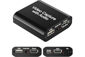 DIGITNOW Scheda di acquisizione video, USB 2.0 4K HD 1080P 60FPS Scheda di acquisizione videogiochi HDMI per streaming live per PS3 / PS4 / Xbox One/DSLR/videocamere/action cam