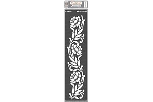 CrafTreat Reusable Flourish Border Stencils for Painting on Wood, Canvas, Paper, Fabric, Floor, Wall and Tile - Border13-3x12 Inches - DIY Art and Craft Stencils for Borders - Floral Border Stencils