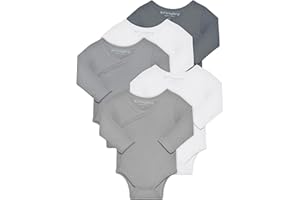 Kindsgard Wickelbody langarm „trunder“ – 5er-Pack aus Ripp-Baumwolle – OEKO-TEX zertifiziert – weich, dehnbar & atmungsaktiv – Baby Body mit Druckknöpfen