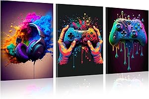 KiKiHong Affiches Gamer avec Cadre Lot de Posters sur Toile Encadrés Déco Gamer pour Salon,Chambre à Coucher, Salle de Bain,Bureau,30 x 40 cm