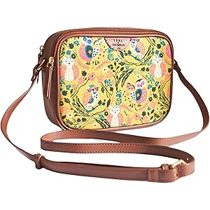 TEAL BY CHUMBAK Women's Sling Bag, Printed Canvas Crossbody Bag with PU Accents, Lightweight and Stylish Shoulder Bag with Zipper Closure for College, Office, Travel and Daily Use