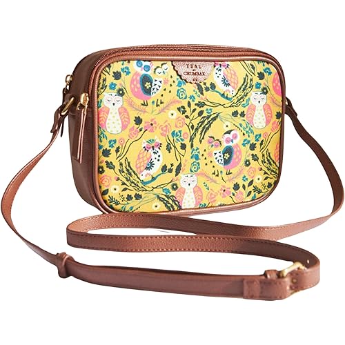 TEAL BY CHUMBAK Women\'s Sling Bag, Printed Canvas Crossbody Bag with PU Accents, Lightweight and Stylish Shoulder Bag with Zipper Closure for College, Office, Travel and Daily Use