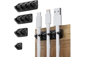 Mojimdo 5 Pcs Clips de Soporte de Cable Mejorados, Autoadhesivo Organizador de Cable para Micro USB/Tipo C/USB a Lightning, Cable Organizer para Pared Coche Mesita de Noche Debajo del Escritorio