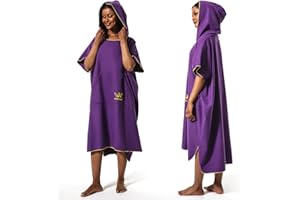 Winthome Changing Robe for Adult Women Men, Lightweight Towel Poncho for Surfing Swimming Wetsuit Beach Changing (Purple, XL)