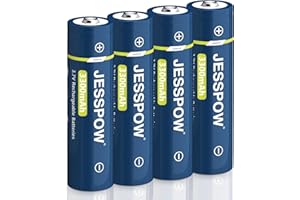 JESSPOW 4 Stück Wiederaufladbarer 3.7V Akku, 3300mAh Batterien Lange Lebensdauer, für Taschenlampen, Stirnlampen, Türklingeln (Nicht AA/AAA Akku)