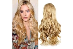 LYPPUL Lange Perücken Blond, 65CM Lange Gewellte Perücken Lange Blonde Perücke Synthetische, Goldene Blonde Lange Gewellte Hitzebeständige Perücken für Frauen, Cosplay, Party