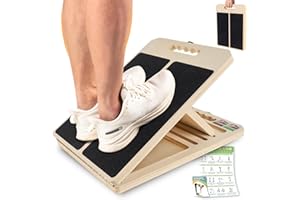 UOPON Wadendehner Schrägbrett aus Holz, Slant Board mit 5 Winkeln und Trainingsposter, Verstellbar Wadenstrecker mit Tragegriff, Mobility Balance Board für Wadenstreckung