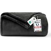 WAVVE Flannel Fleece Blanket Microfibre, Sofa and Bed, 1 Person, Large, Warm, Soft Blanket, 130 x 150 cm, Black