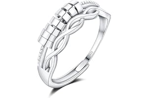 Josfeva Silber Anxiety Rings, 925 Sterling Silber Angst Ring, Offen Einstellbar Anti Stressring Dekompressionsringe mit Band, Unendlichkeit Angstring Fidget Ringe Zappelring für Anxiety Damen Mädchen