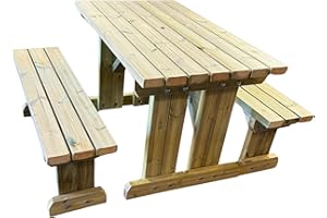 MG TIMBER PRODUCTS MG Timber Heavy Duty 5FT Wooden Picnic Table and Benches Set - Rounded Corners