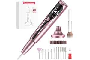 PKBD Fresa per Unghie Elettrica con Base di Ricarica Multifunzione, 20000 RPM Fresa per Unghie Professionale - Lima Unghie Elettrico Ricaricabile Portatile per Unghie Acrilico e Gel, Rosa Oro