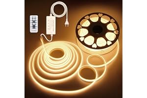 ‎ALITOVE ALITOVE COB LED Streifen 230V Dimmbar Warmweiss 3000K 30M LED Band Wasserdicht 288LEDs/M mit Fernbedienung für Decke Garten Terrasse Pool und Heimdekoration Beleuchtung