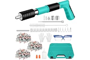 XIHUANNI Pistolet à Clous Manuel avec 300 Clous Ronds, 5 Vitesses Pistolet Pneumatique pour Acier et Béton, Silencieux Réglable, Pistolet à Ongles Portable avec Gants à Lunettes Bouchons d'oreille (Vert)