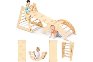 YOLEO Arrampicata per Bambini, Triangolo di Arrampicata Pieghevole con Scivolo ad Arco, Palestre Montessoriano e Arrampicata Indoor per Bambini