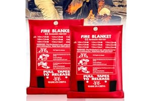 GAOUTO Lot de 2 couvertures Anti-feu, 150 x 150 cm, Couverture extinctrice réutilisable en Tissu de Fibre de Verre, sécurité pour la Cuisine, cheminée, Barbecue, Voiture, Camping, Maison, Caravane