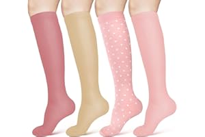 ACWOO 4 Pairs of Compression Socks for Men and Women, Colourful Support Stockings, Compression Socks, Women's Socks for Sports, Flight, Running, Travel, Cycling, Nurse (S/M)