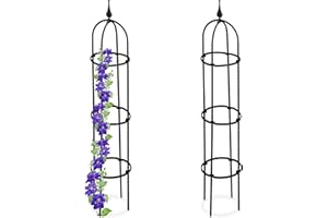 ‎RELAXDAYS Relaxdays Rankhilfe Obelisk, 2er Set, 100cm hoch, Ranksäule für Kletterpflanzen, Metall, freistehend, Rosenturm, schwarz