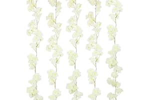 VINFUTUR 1.8m×5pcs Guirnalda de Flores Artificiales Cerezo, Guirnalda Flores Falsas Enredadera Colgante de Sakura Artificial Vid de Seda Plantas para Decoración Boda Jardín Balcón Exterior Interior