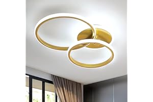 Comely Plafonnier LED Moderne, 42W 3950LM Rond Luminaire Plafonnier LED Doré, Lustre LED Plafonnier en Aluminium pour Salon, Chambre à Coucher, Cuisine (Blanc Froid 6500K)
