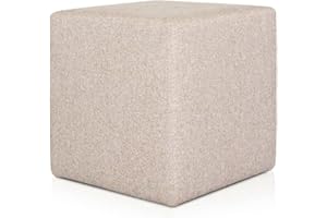 ‎DESHOME Deshome Pouf hocker Fußstütze 43x43x44 cm Wasserabweisender Stoff: Modernes Design Pouf für Sofa Wohnzimmer Schlafzimmer, Puff hocker, Pouffe Minerva Beige