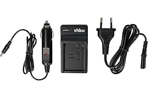 vhbw Ladegerät kompatibel mit Panasonic Lumix DMC-FZ1000, DMC-FZ1000 II Kamera Camcorder Action Cam-Akku - Ladeschale + Kfz-Adapter