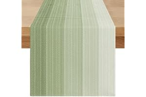 MIUYUNYA Camino de Mesa Gradiente Verde Salvia 40 x 140 cm Camino de Mesa Moderno Lavable Textura de Rayas Elegante Centro de Mesa Decorativo Vintage para Manualidades, Bodas, Fiestas, Festivales