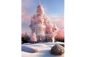 YWKJDDM DIY Diamond Painting Kits for Adults, 5D Diamant Painting Bilder Set, Rosa Schneeburg Arts Craft Malerei Nach Zahlen Erwachsene für Home Wand Décor 30 × 40 cm