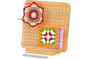 Lifewit 7.7" Crochet Blocking Board with 20 Pegs, Bamboo Granny Square Blocking Board for Knitting and Crochet Projects, Blocking Mats for Crocheting, Crocheting Accessories Gifts for Crocheters