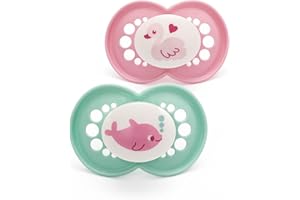 MAM Original Soothers | 18-36 Months | Pack of 2 | Comes in Dummy Steriliser Box | Sustainable Materials | Baby Accessories | Pink (Various Designs)
