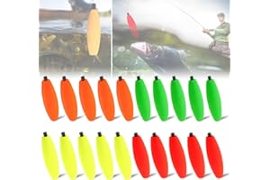 OriGlam 20 flotadores de pesca, flotadores de clavija, flotadores de pesca, flotadores de bagre, flotadores de espuma para cigarros, bobinas flotadoras de pesca de bagre, bobinas deslizantes para