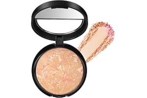 BUTBU Colour Correcting Powder Foundation, Baked Foundation for Mature Skin, Brighten Illuminating Color Correcting foundation, Full Coverage, Shimmer Brick Pressed Bronzer (01 Porcelain)