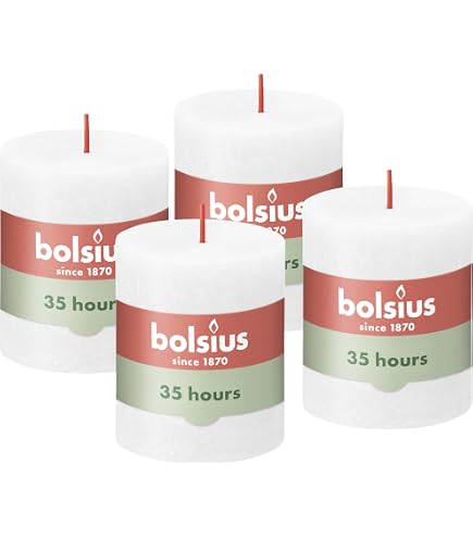 Stumpenkerzen Set DecoLite Stumpenkerzen Rustic – 4er Set, 80x70 Mm, Selbstverlöschend, Brenndauer 25h, Made In Germany, Salbei