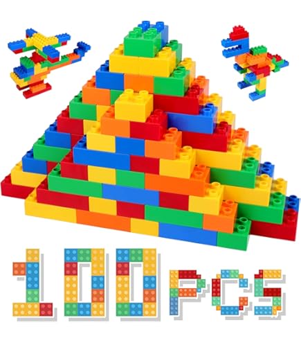 Cabeeskii Grote bouwstenen, 168 delen stenen in 6 kleuren en 2 maten, compatibel met Duplo en alle toonaangevende merken, ideaal speelgoed voor kinderen vanaf 3 jaar