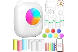 ZZXLOPEZ Mini Imprimante Photo Portable, Imprimante Thermique Instantanée sans Fil Bluetooth avec 14 Rouleaux de Papier, Imprimante Intelligente Bluetooth pour iOS & Android pour D'étiquettes, Images