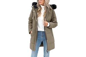 RITOSTA Abrigos Mujer Invierno Parkas Larga Plumifero Plumon Forro Polar Chaqueta Acolchada con Cremallera Sudadera con Capucha Desmontable de Piel Artificial para Deportes al Aire Libre
