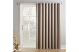 Sun Zero Easton Extra-Wide Blackout Grommet Sliding Patio Door Curtain Panel, Stone, 100" x 84"