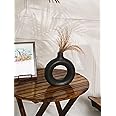 Purezento Beautiful Ceramic Decorative Vases with Unique Quality for Home Decor,Center Table, Flowers Pot, Bedroom Side Corners, and Party Centerpieces- (Black,Donuts 8 Inch VASE)