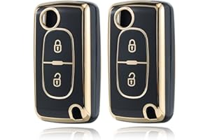 Betterher Etui na kluczyki samochodowe z 2 przyciskami, kompatybilne z Citroen/Peugeot, etui na klucze, kompatybilne z Peugeot 107, 206, 207, 307, 308, 406, 407, 408, 3008, 5008, Citroen C2 C3 C4 C5