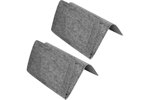 Mlysnd 2pcs Bedside Organiser Bed Pocket Bedside Hanging Bag, Bedside Felt Storage Bag for Mobile Phone, iPad, Remote Control, Books, Glasses, Magazines - 32 * 21cm,(dark gray)