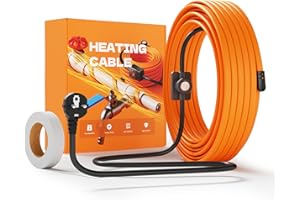 SOTISI Heizkabel mit Thermostat, 230V Selbstregulierendes Heizband Frostschutz, Heizdraht IP65 Wasserdicht Zum Schutz von Wasserleitungen, Dachrinnen und Weidetränken, 2 m Orange