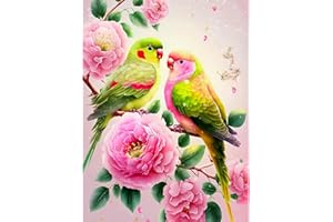 CEOVR Diamond Painting Oiseaux,Broderie Diamant Kit Complet,5D DIY Diamant Peinture en Diamant Art Kits pour Enfant Adultes,Fleurs et Arbre Diamond Painting Décoration Murale,30x40 cm
