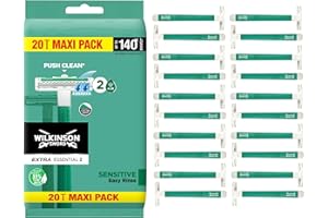 Wilkinson Sword Extra 2 Sensitive - 20 Maquinillas de Afeitar Desechables de 2 Hojas para Hombre, Mango Antideslizante y Botón de Limpieza