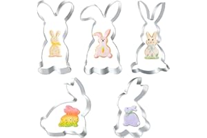 KYOEOE Osterhasen Ausstecher,5 Stück Hasen Ausstecher Ostern Plätzchenausstecher Edelstahl Keksausstecher Hase Ausstechformen Ostern Hasenform Ausstechform für Osterkekse Fondant Brotaustechformen Kinder