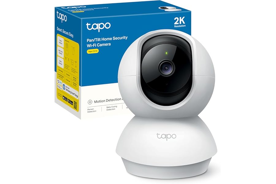 Tapo 2K 3MP Indoor Wi-Fi Camera, Surveillance Camera, Night Vision, Baby Cry Detection, Privacy Mode, Cloud Storage, MicroSD up to 512GB, Alexa and Google, C21A4.5 out of 5 stars21,507€21.99