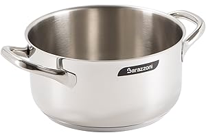 Barazzoni Chef Line Casseruola 2 Manici, ø cm 18, capacità 2.3 Litri, Made in Italy, Acciaio Inox 18/10, Induzione+Gas, Triplo Fondo, PFAS Free, Argento