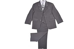 VIVAKI Boys 5-Piece Grey Wedding Suit